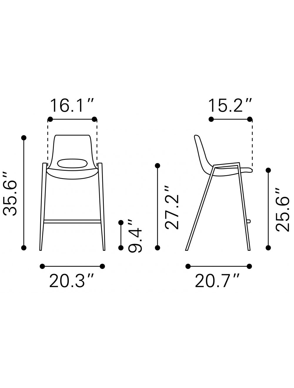 Set of Two 26" Black And Brown Steel Low Back Counter Height Bar Chairs