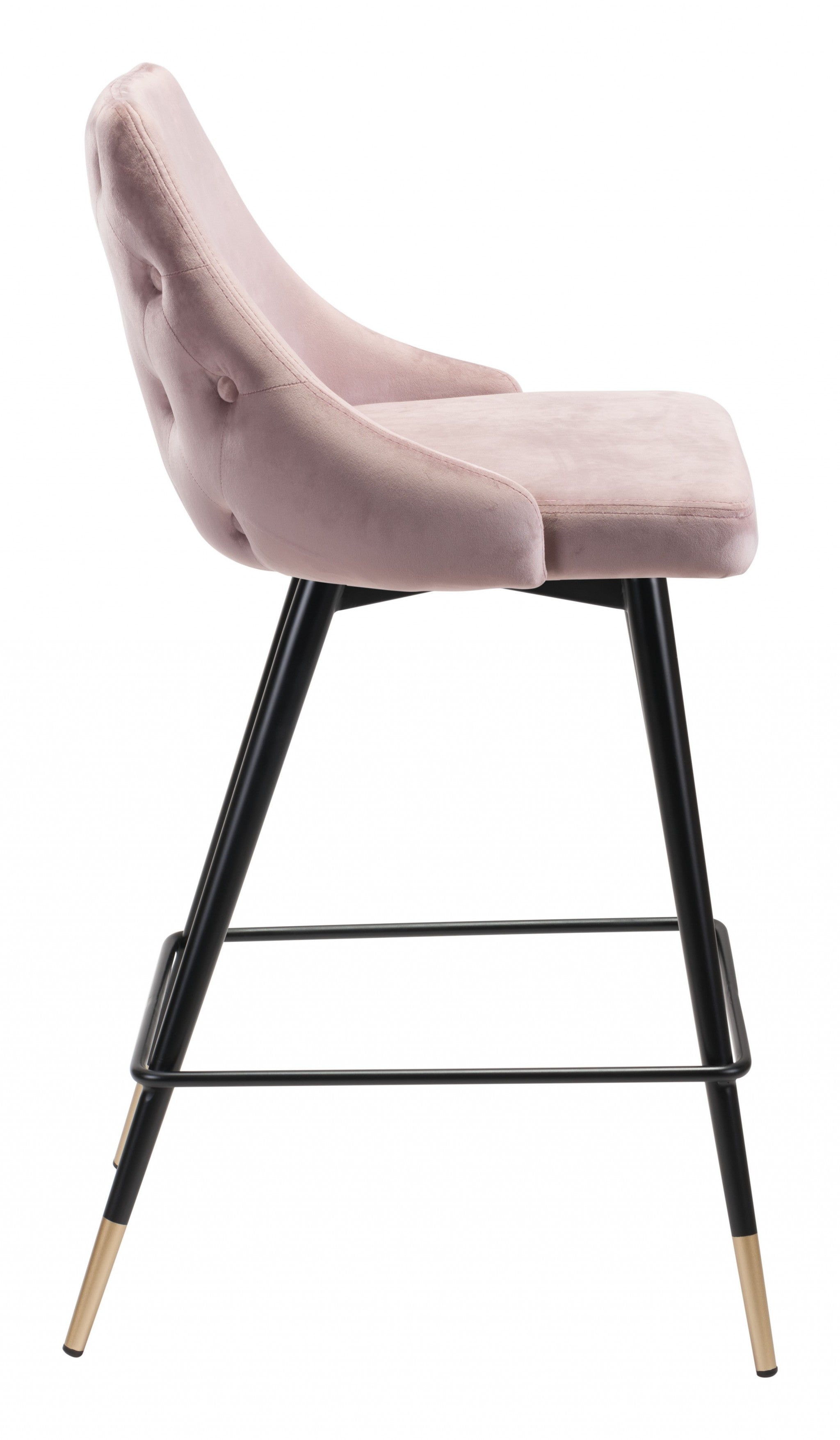 26" Pink And Black Steel Low Back Counter Height Bar Chair