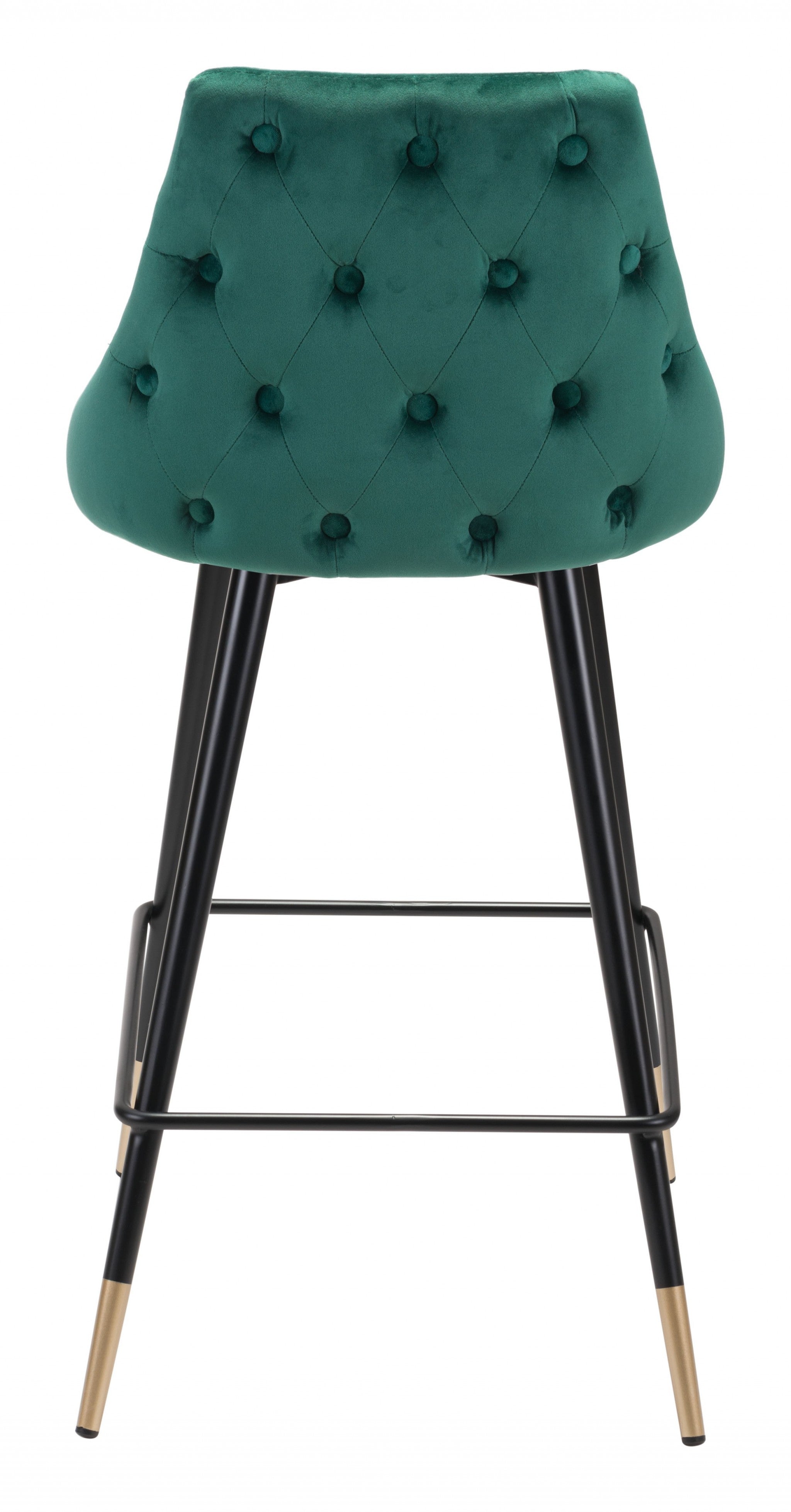 26" Green And Black Steel Low Back Counter Height Bar Chair