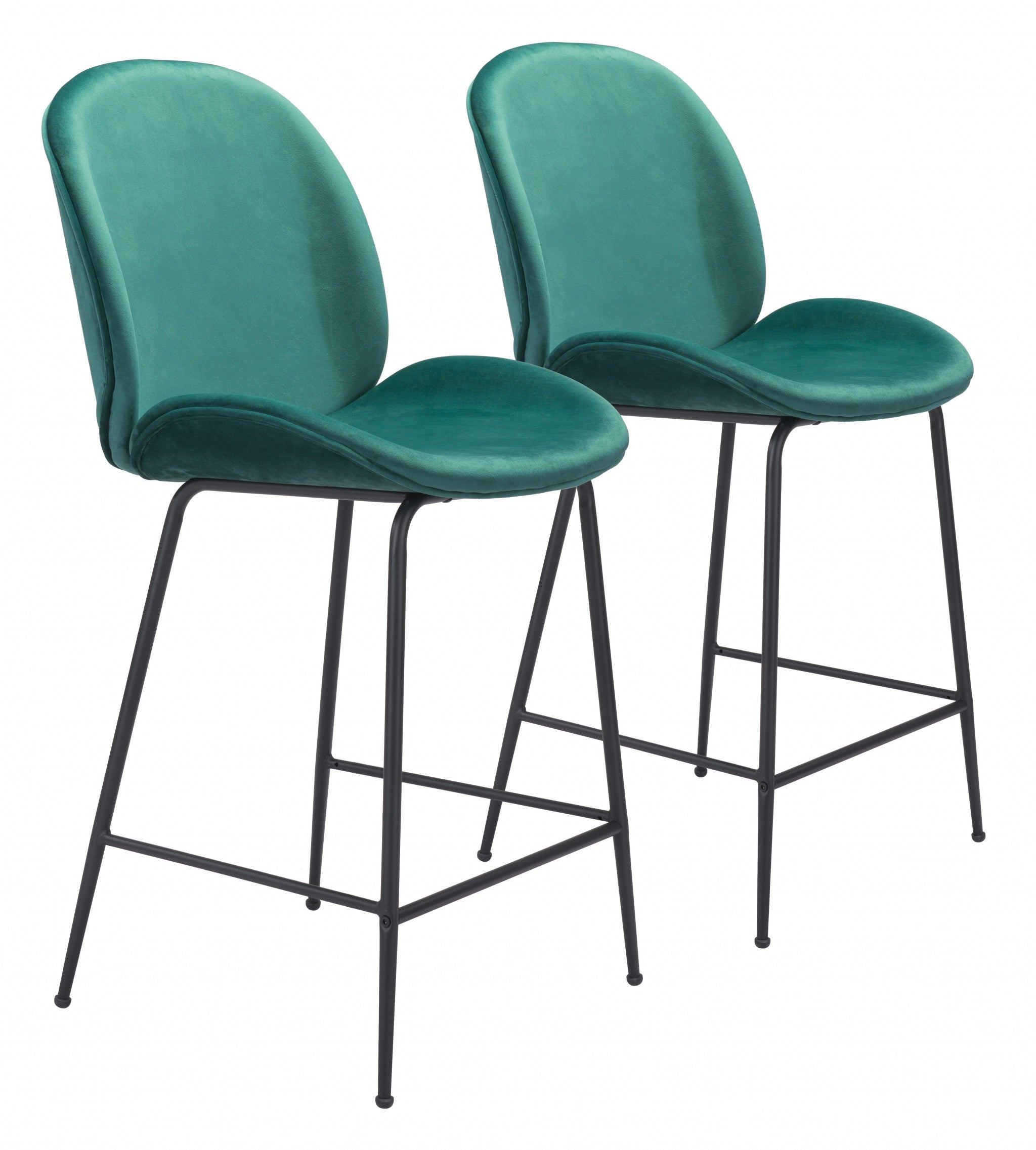 26" Green And Black Steel Low Back Counter Height Bar Chair