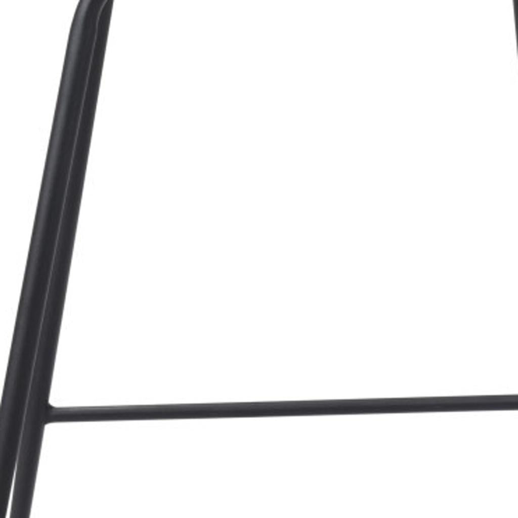 26" White And Black Faux Leather And Steel Low Back Counter Height Bar Chair