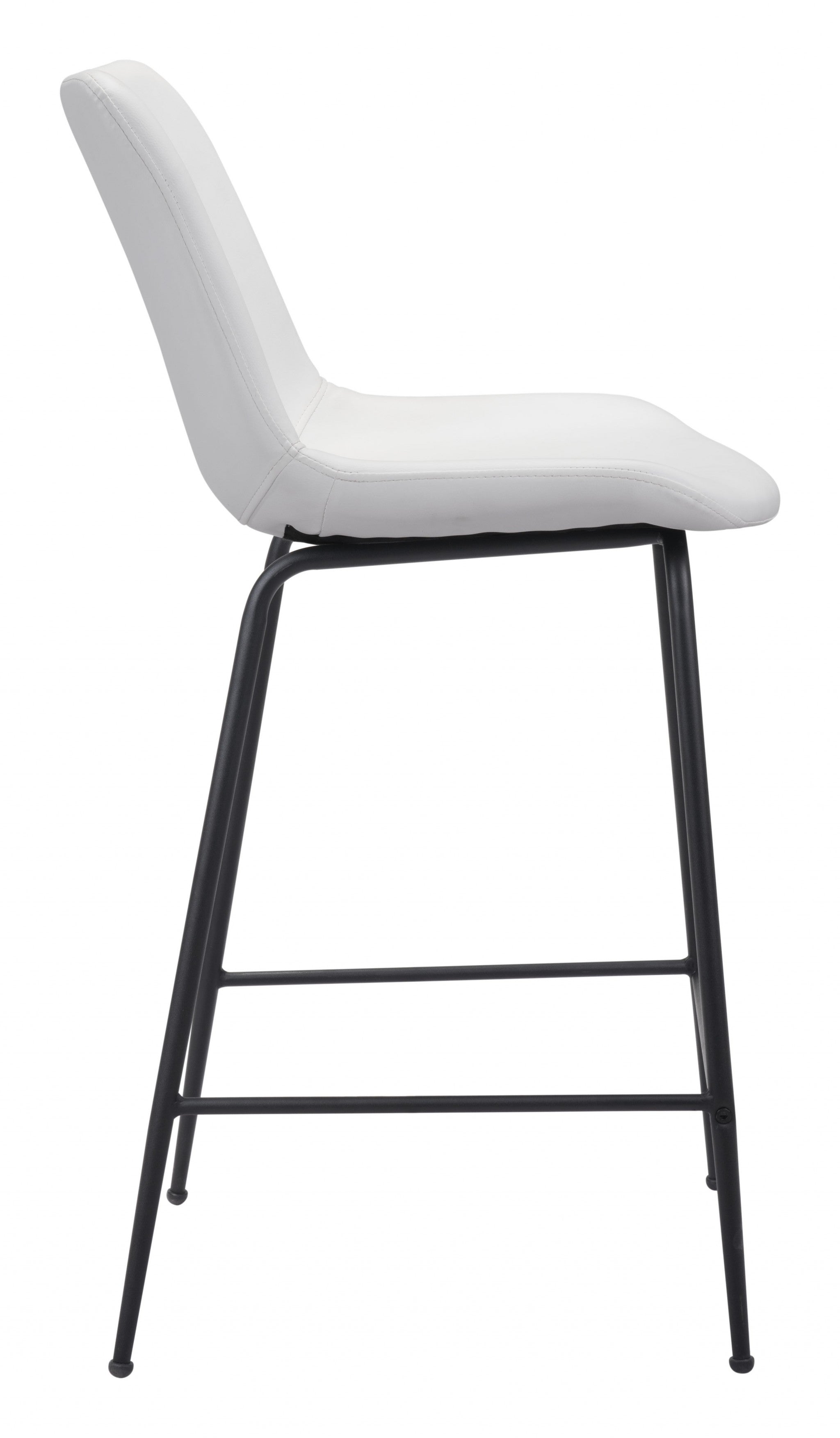 26" White And Black Steel Low Back Counter Height Bar Chair