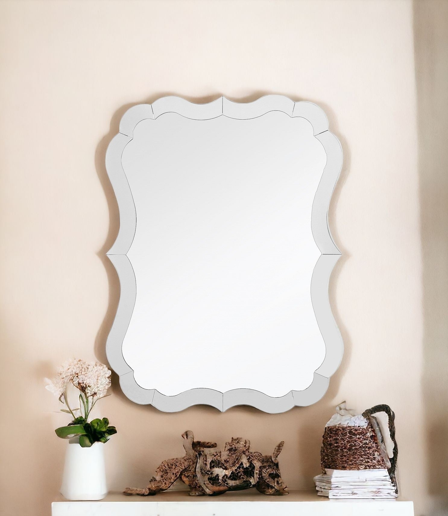 32" Clear Novelty Glass Framed Accent Mirror