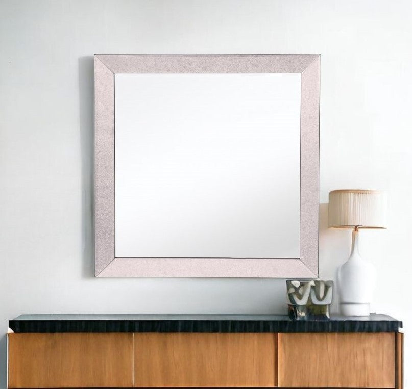 24" Gray Square Glass Framed Accent Mirror