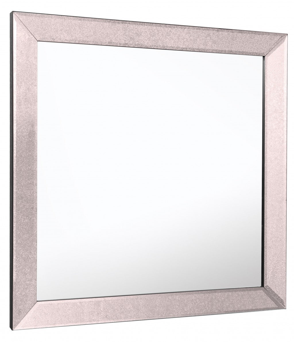 24" Gray Square Glass Framed Accent Mirror
