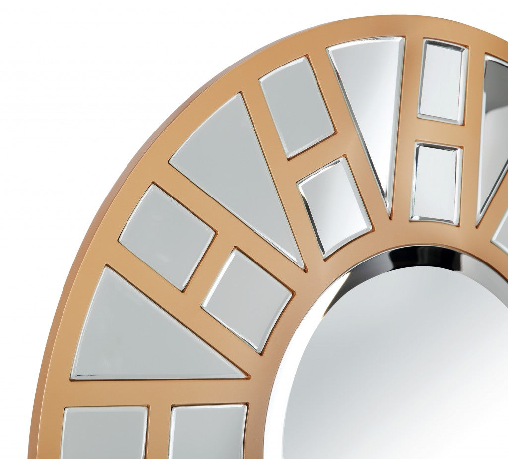 32" Gold Round Metal Framed Accent Mirror