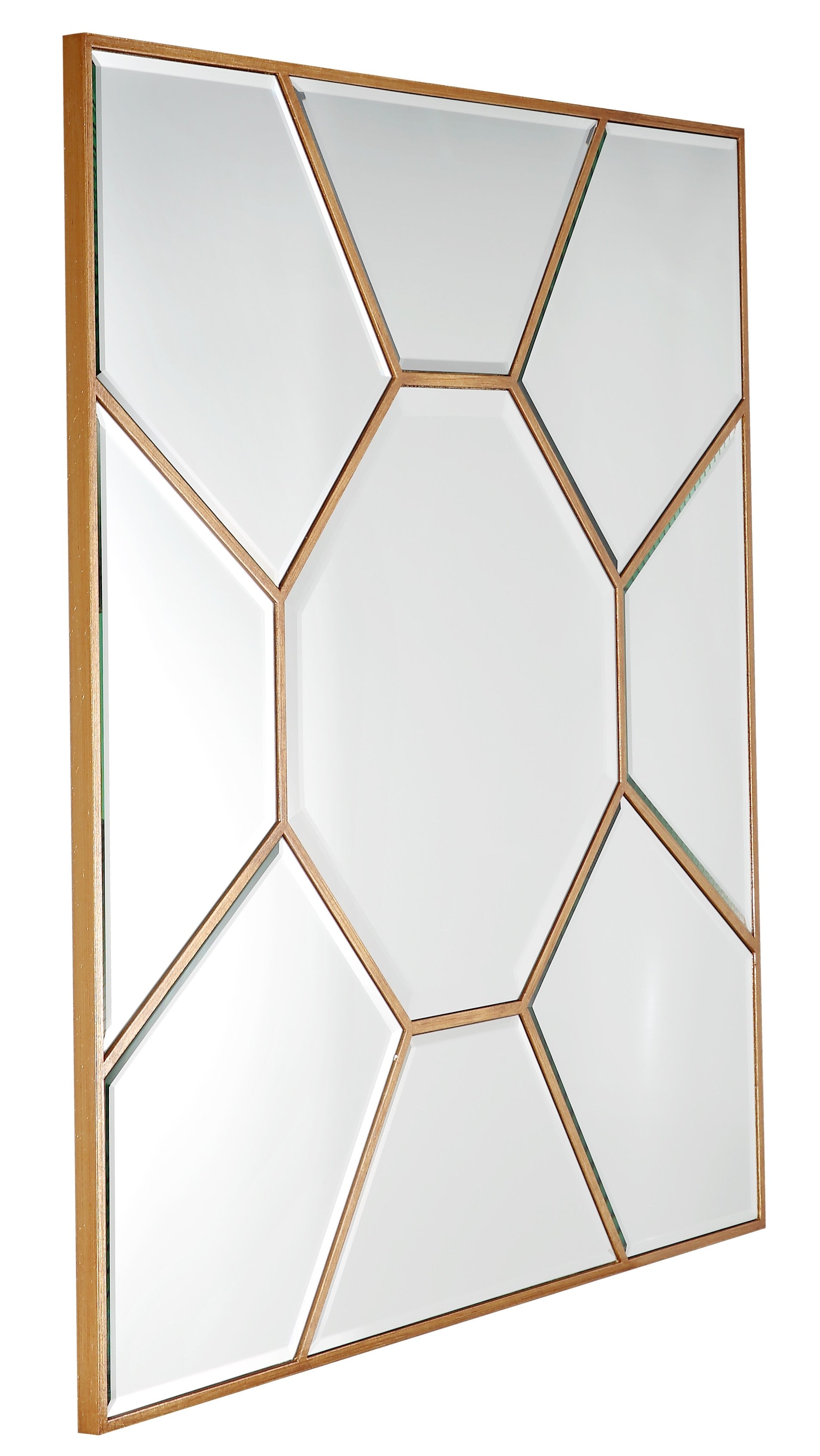 35" Gold Square Metal Framed Accent Mirror