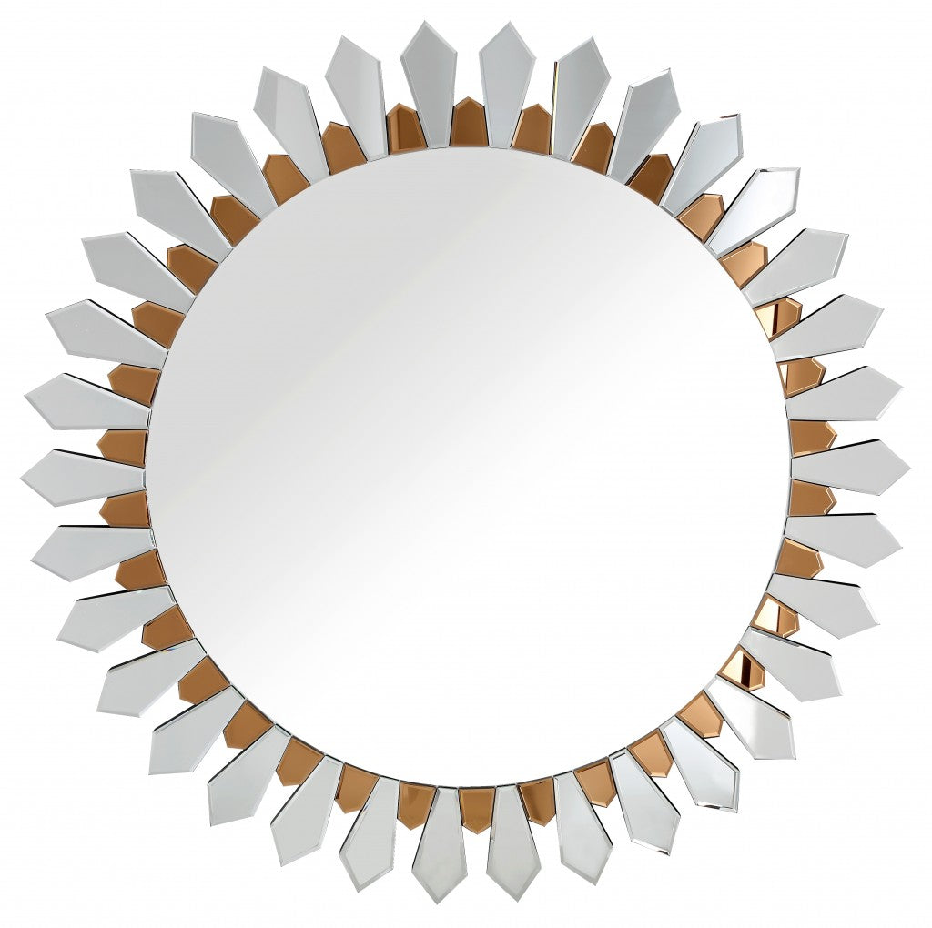 43" Gold Round Glass Framed Accent Mirror
