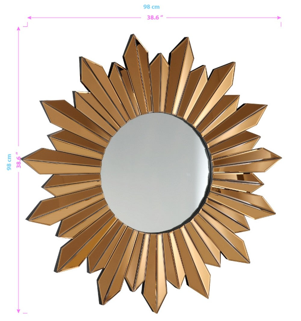 39" Gold Sunburst Glass Framed Accent Mirror