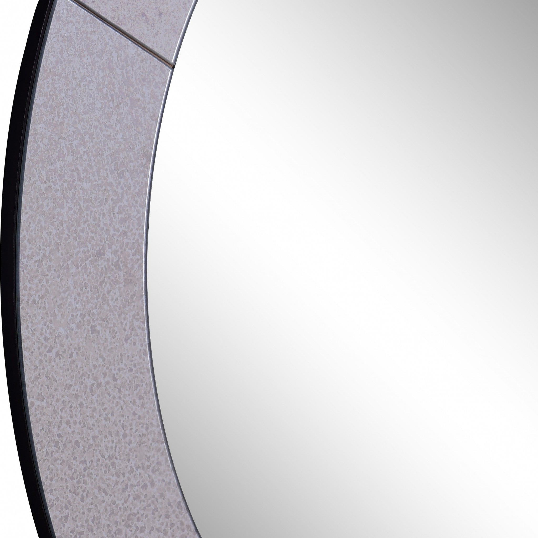 30" Gray Round Glass Framed Accent Mirror