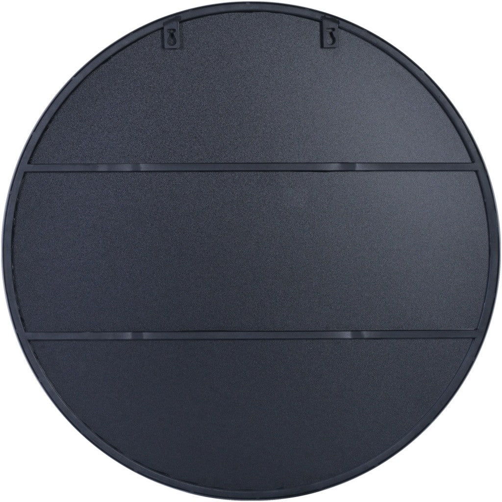 32" Black Round Metal Framed Accent Mirror