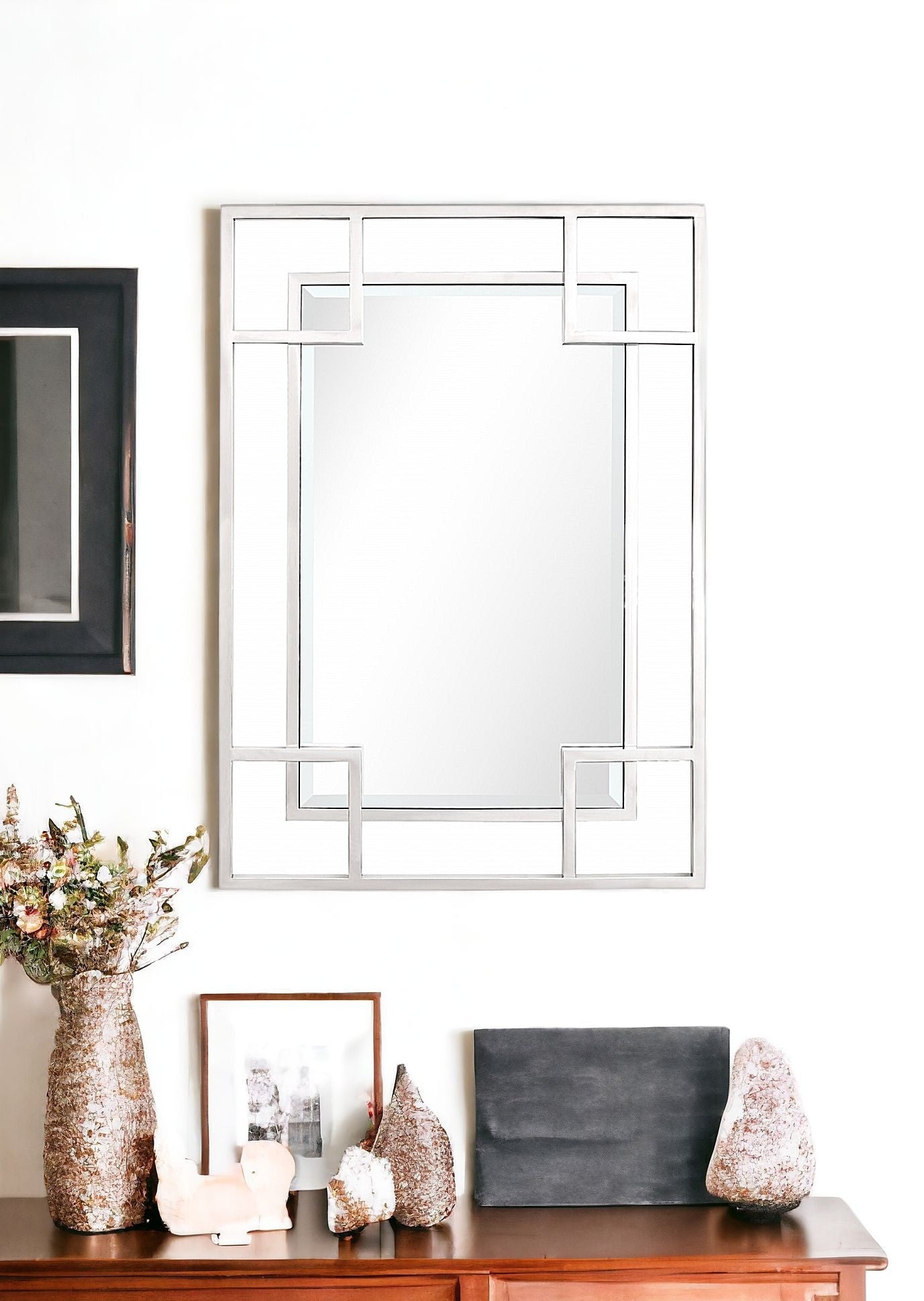 42" Silver Metal Framed Accent Mirror