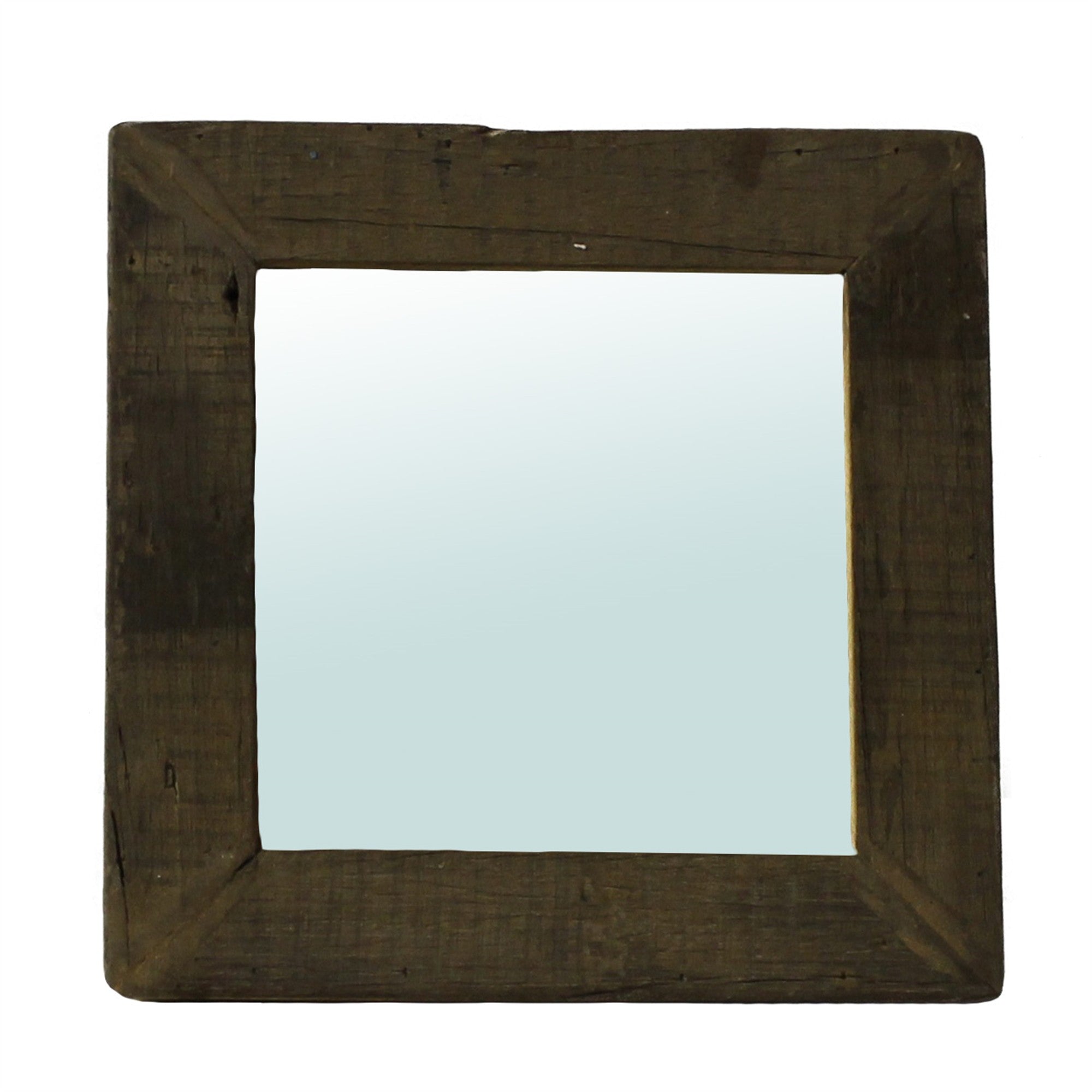 Petite Dark Brown Reclaimed Wood Wall Mirror