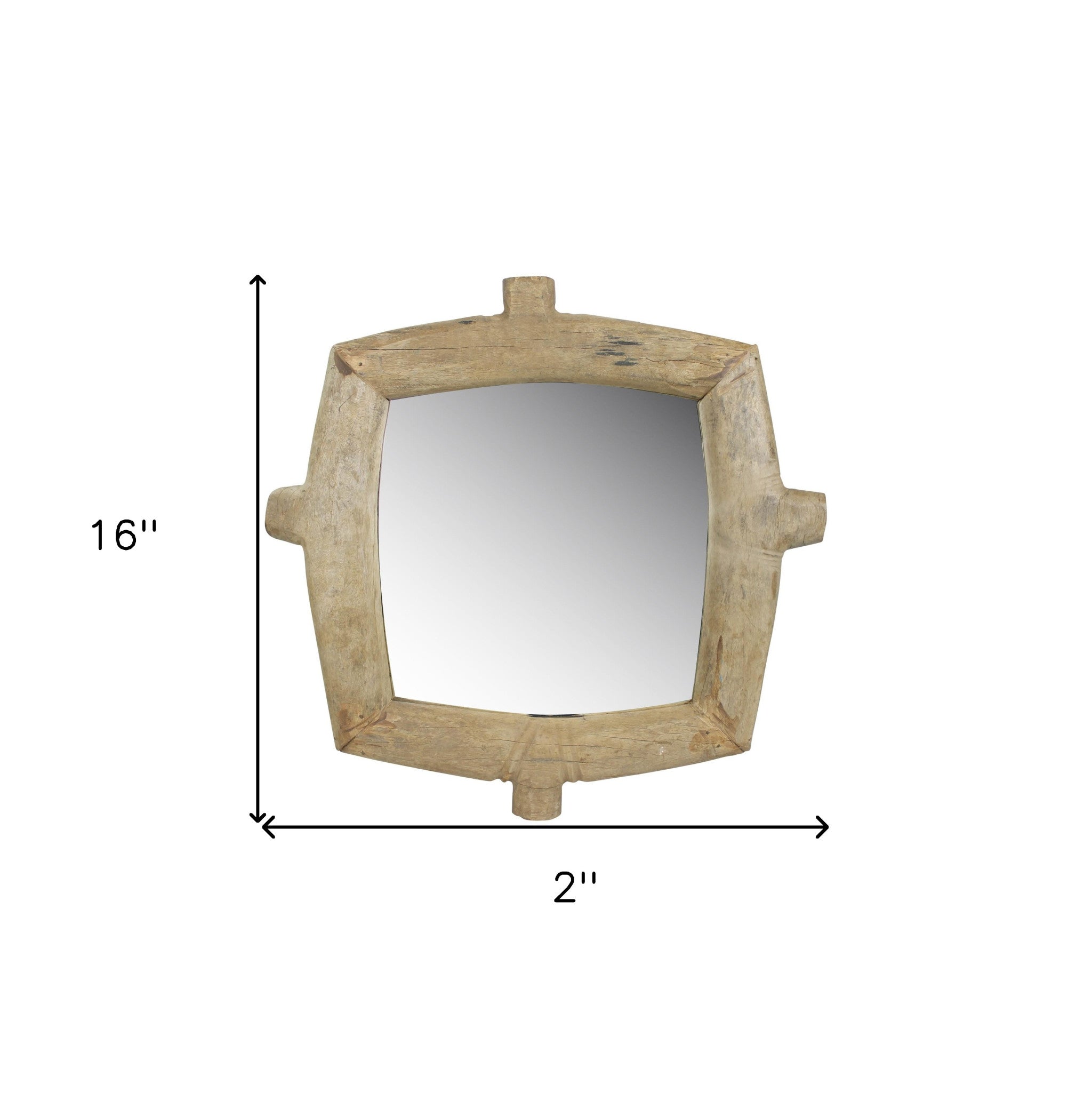 Natural Wooden Square Wall Mirror