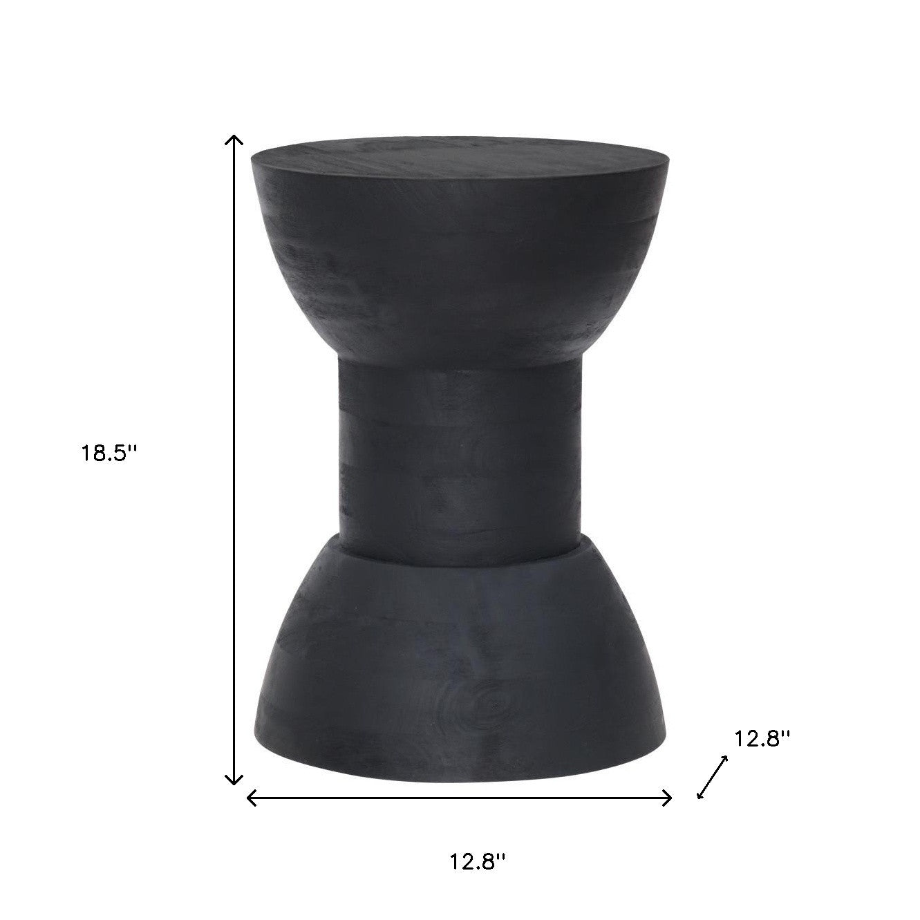 19" Black Solid Wood Backless Bar Chair