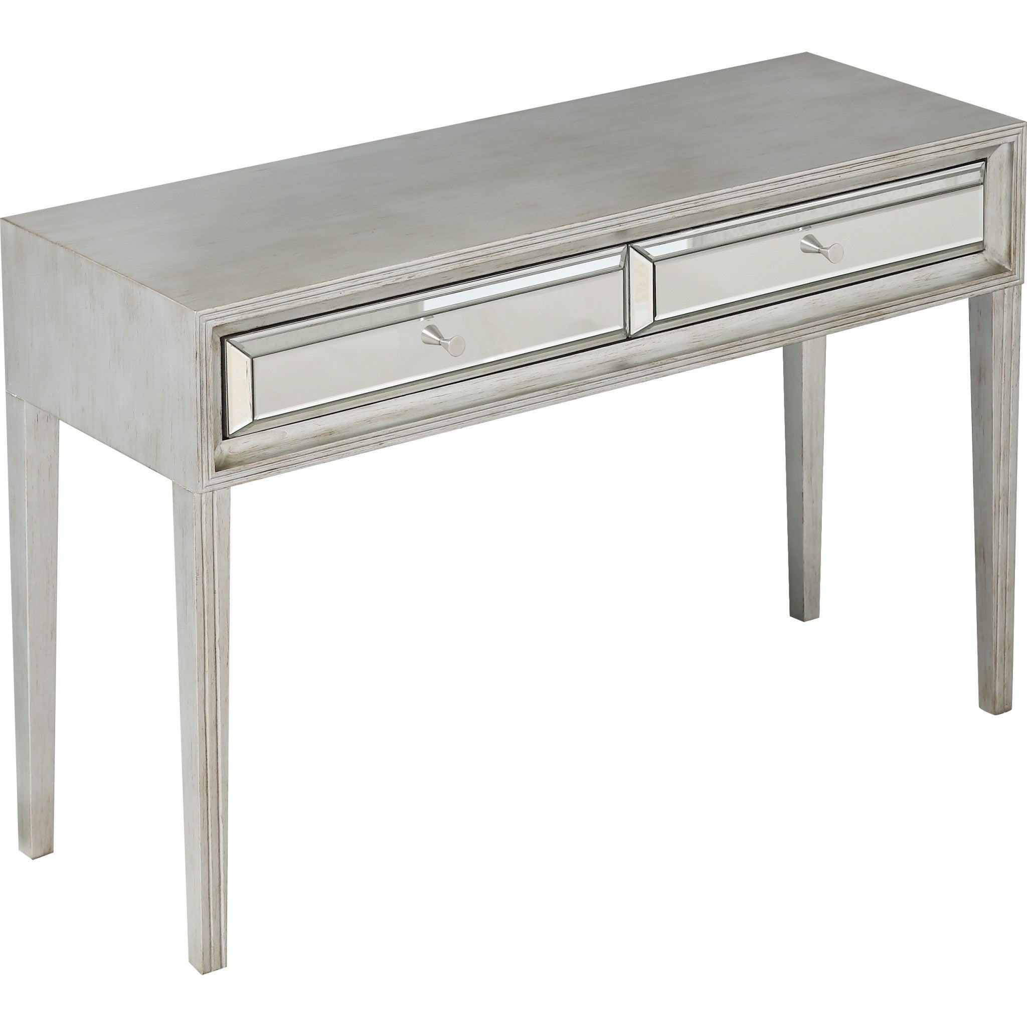 48" Silver Mirrored Glass Console Table