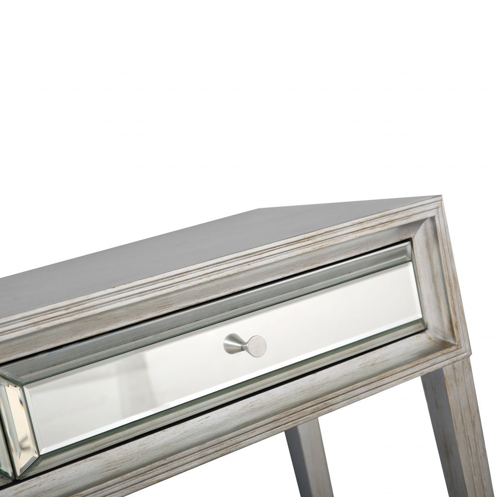 48" Silver Mirrored Glass Console Table