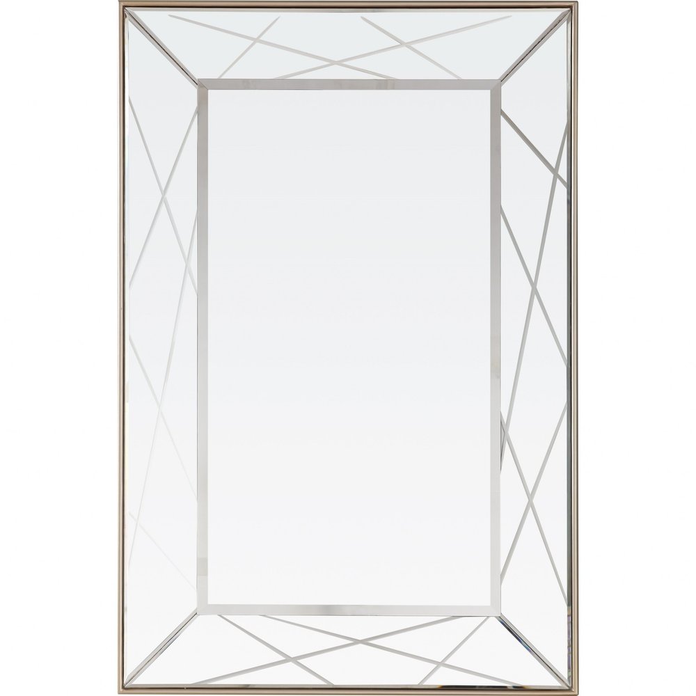 48" Champagne And Silver Mirrored Solid Wood And Glass Console Table With Two Drawers