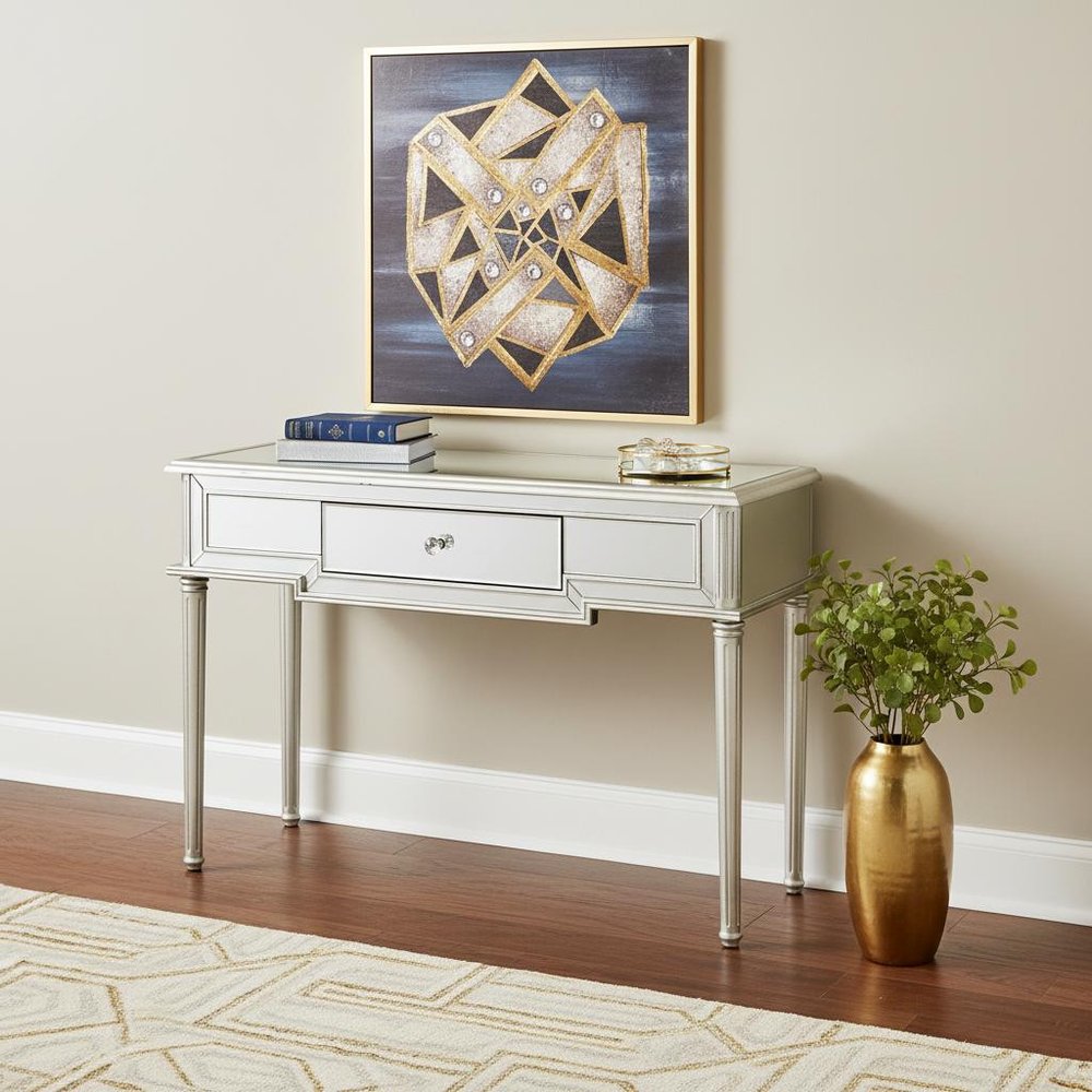 Silver Leaf Antiqued Console Table