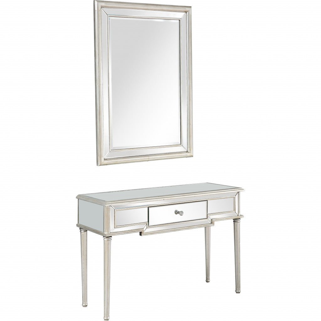 Silver Leaf Antiqued Mirror and Console Table