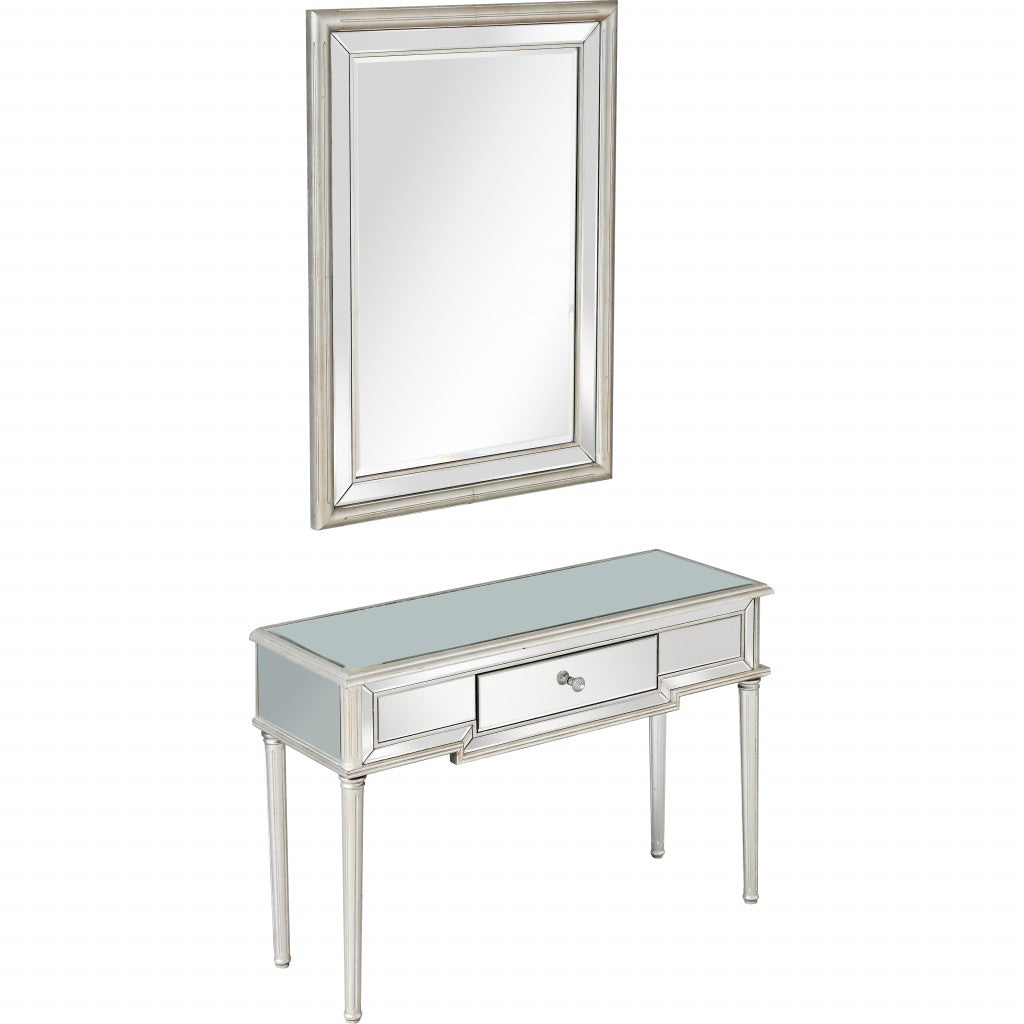 Silver Leaf Antiqued Mirror and Console Table