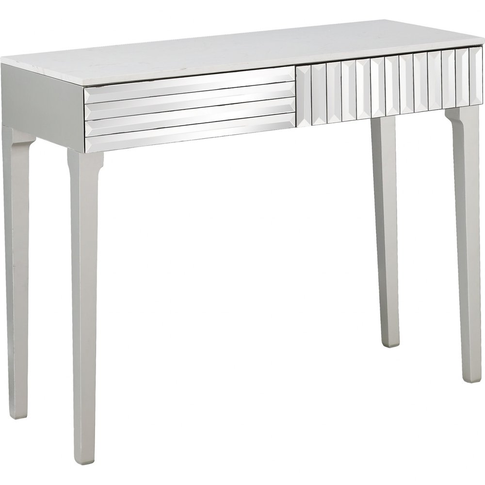40" Silver Mirrored Glass Console Table