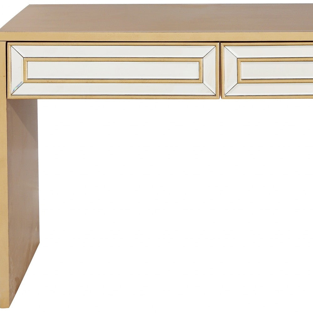 48" Gold Mirrored Glass Console Table