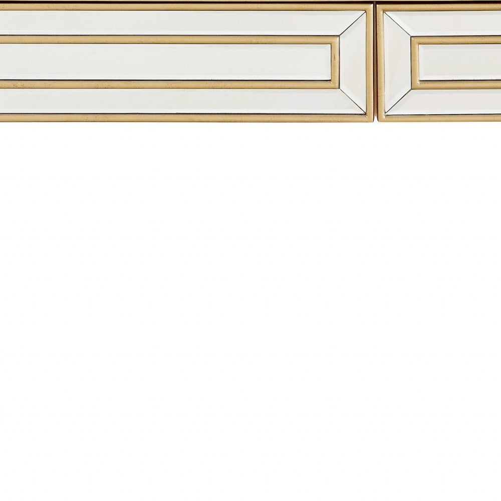 48" Gold Mirrored Glass Console Table