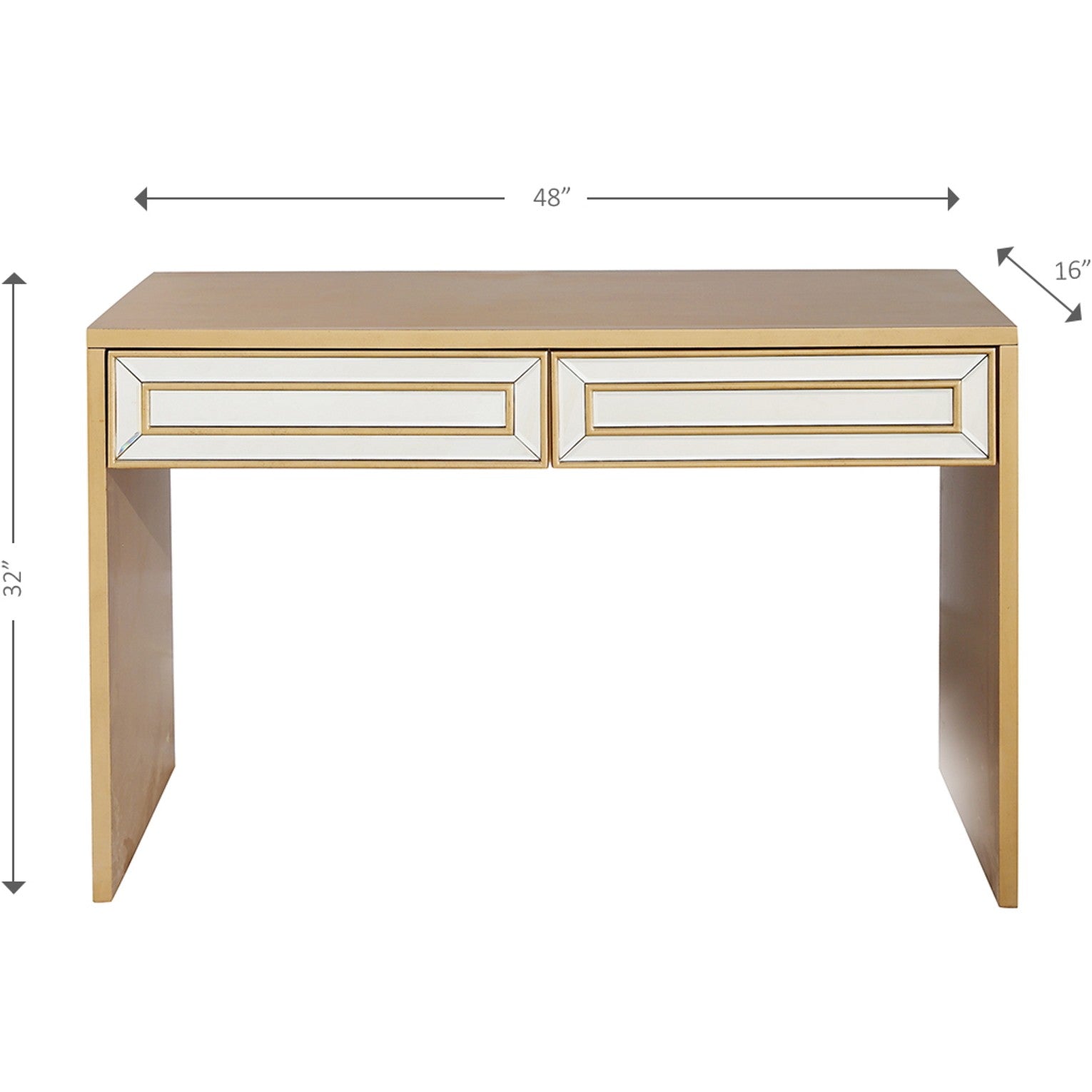 48" Gold Mirrored Glass Console Table