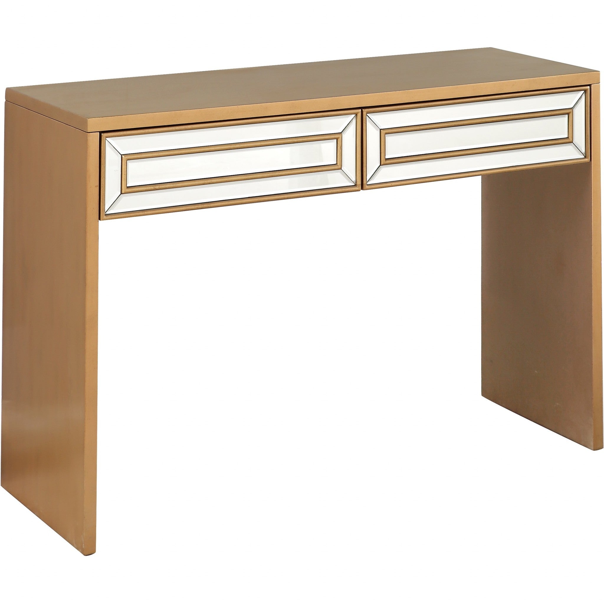 48" Gold Mirrored Glass Console Table