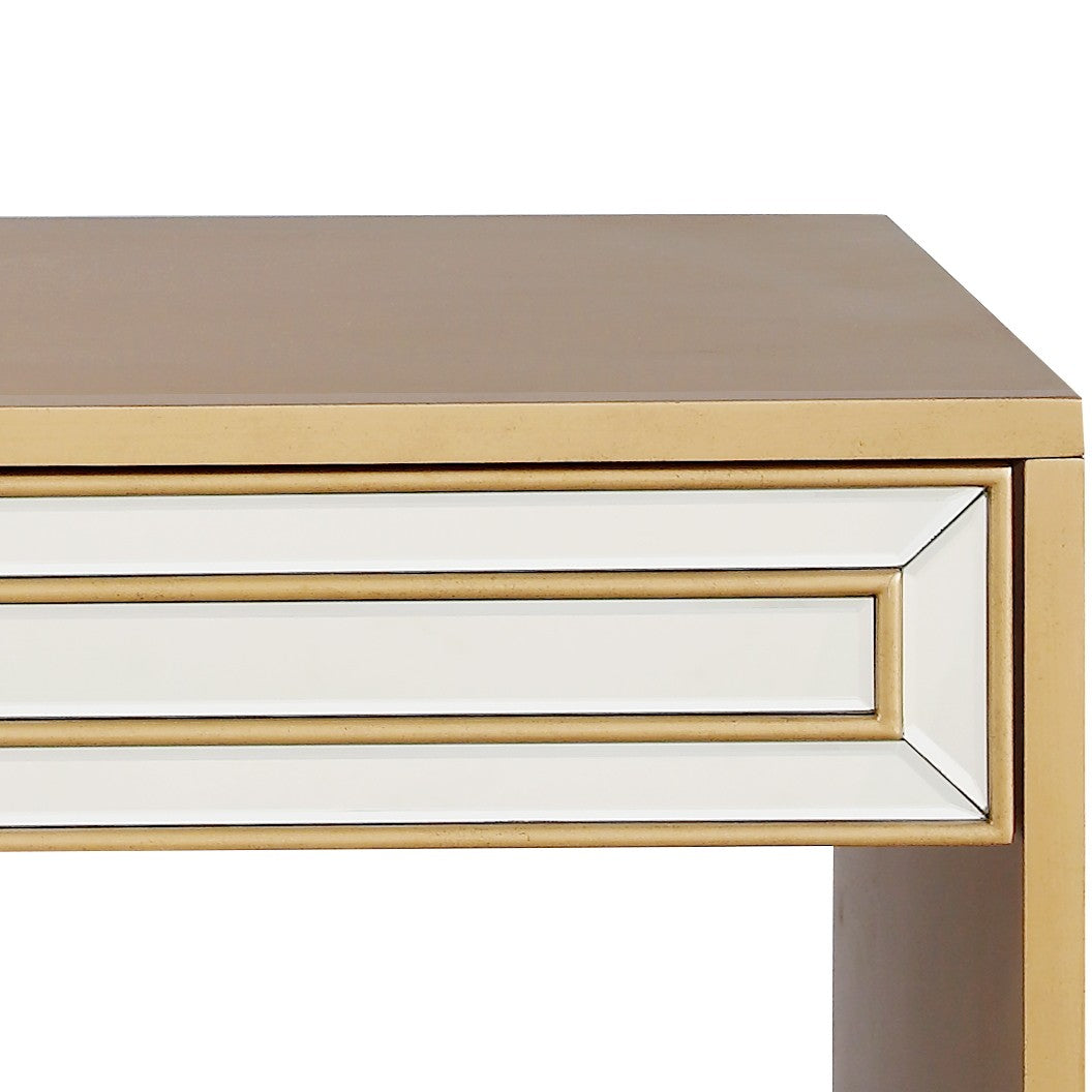 48" Gold Mirrored Glass Console Table