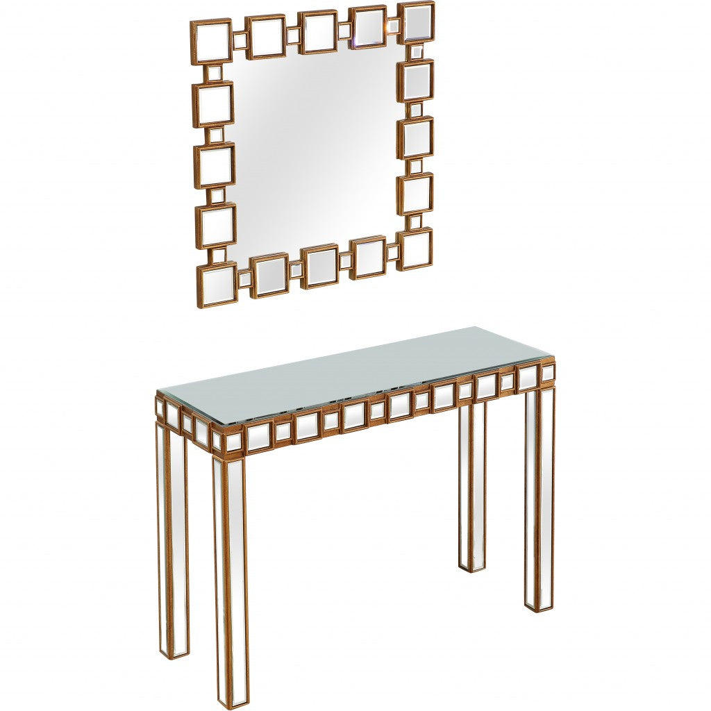 Square Reflective Mirror and Console Table