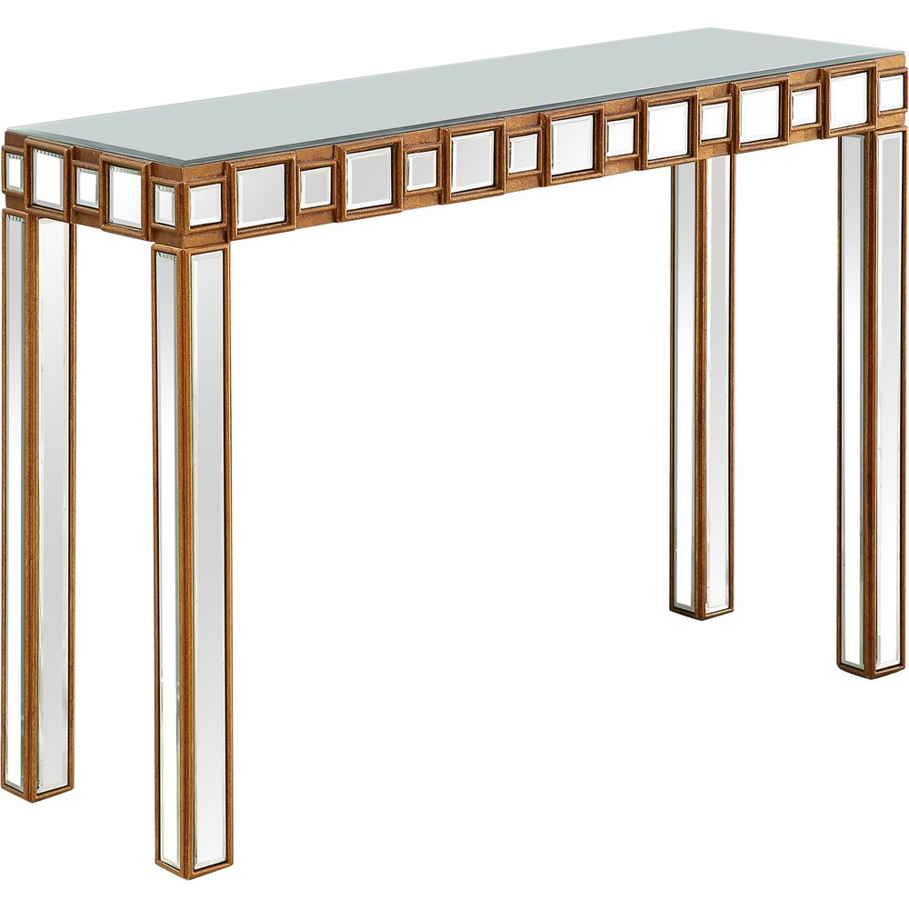 43" Gold And Silver Mirrored Glass Console Table