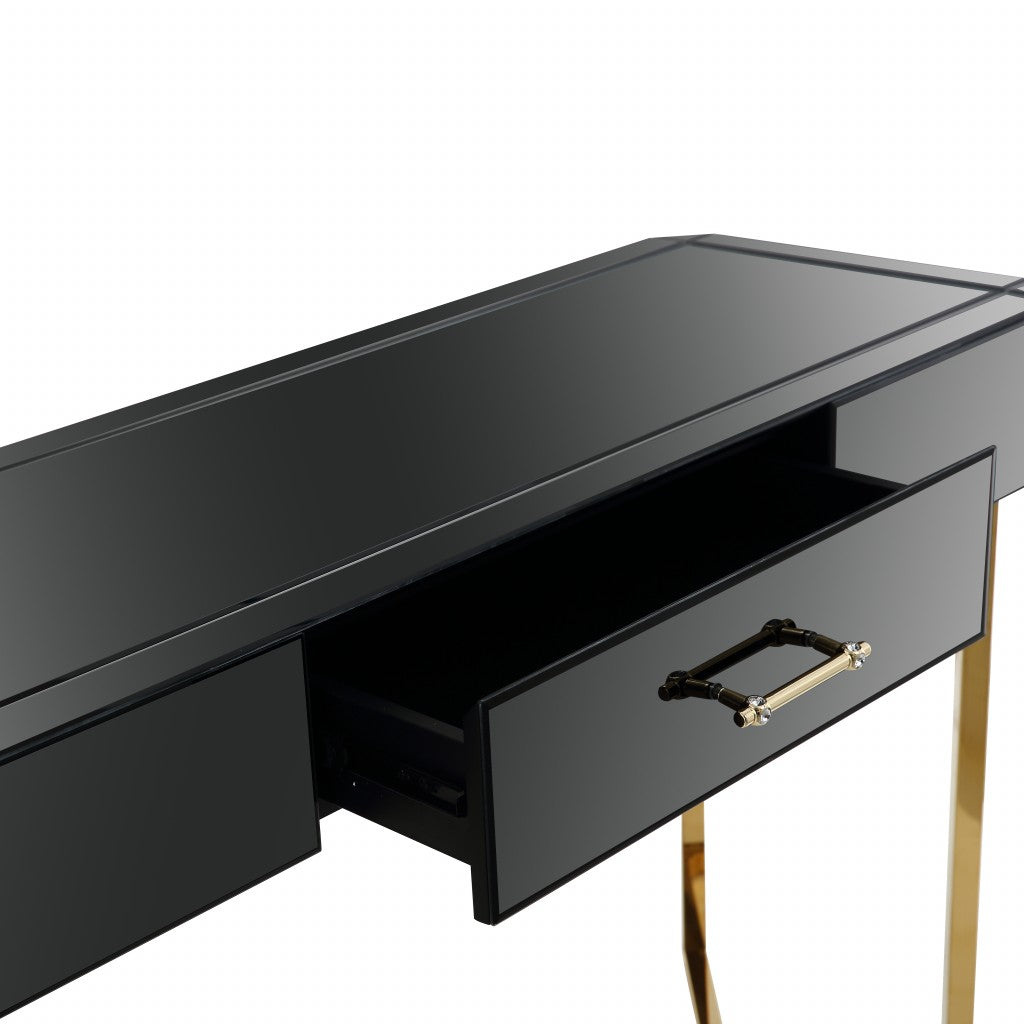 Black and Gold Mirror and Console Table