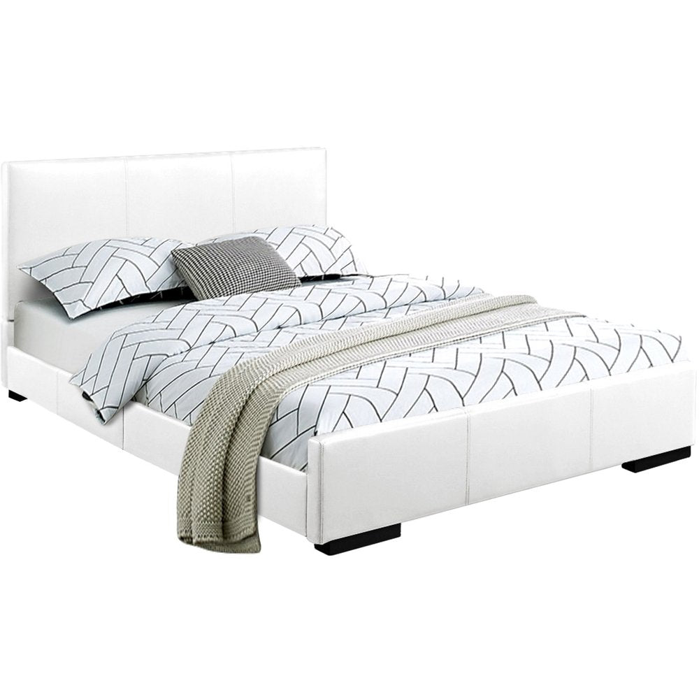 White Faux Leather King Bed Frame