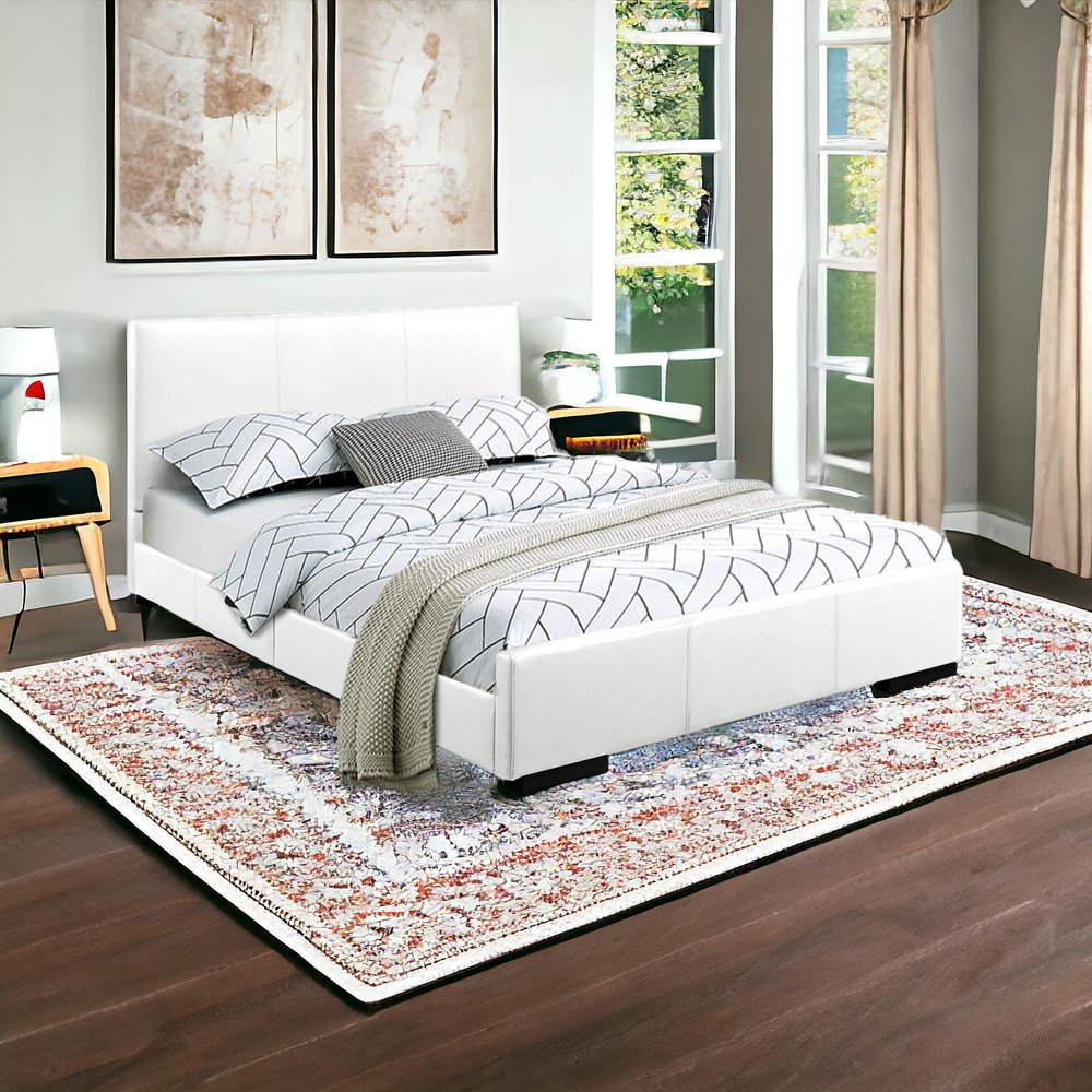 White Faux Leather King Bed Frame