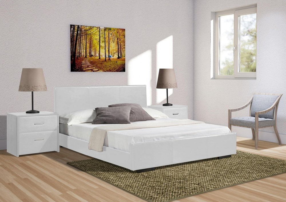 White Faux Leather King Bed Frame