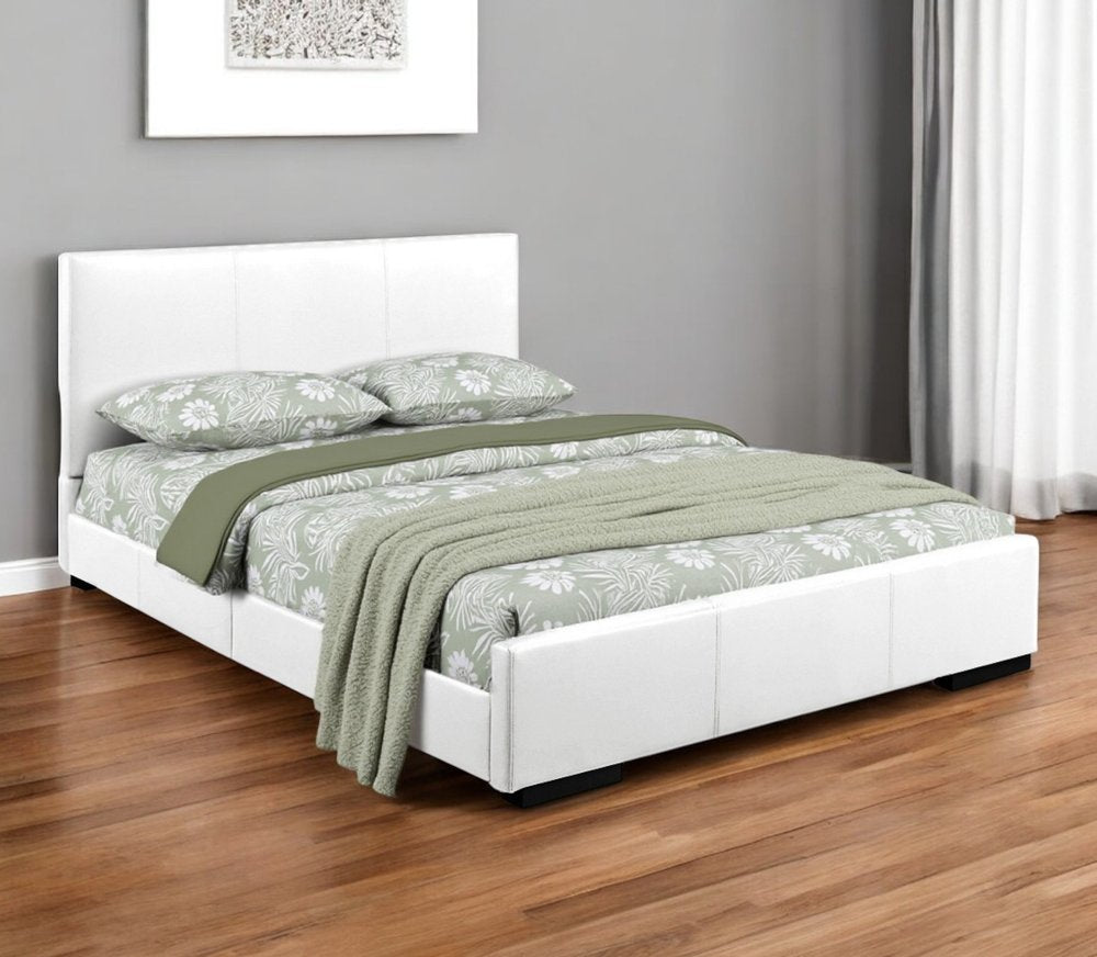 White Faux Leather King Bed Frame