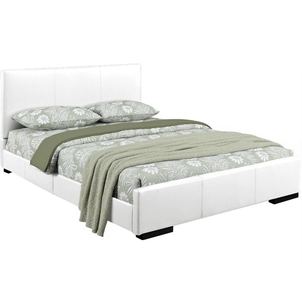 White Faux Leather King Bed Frame
