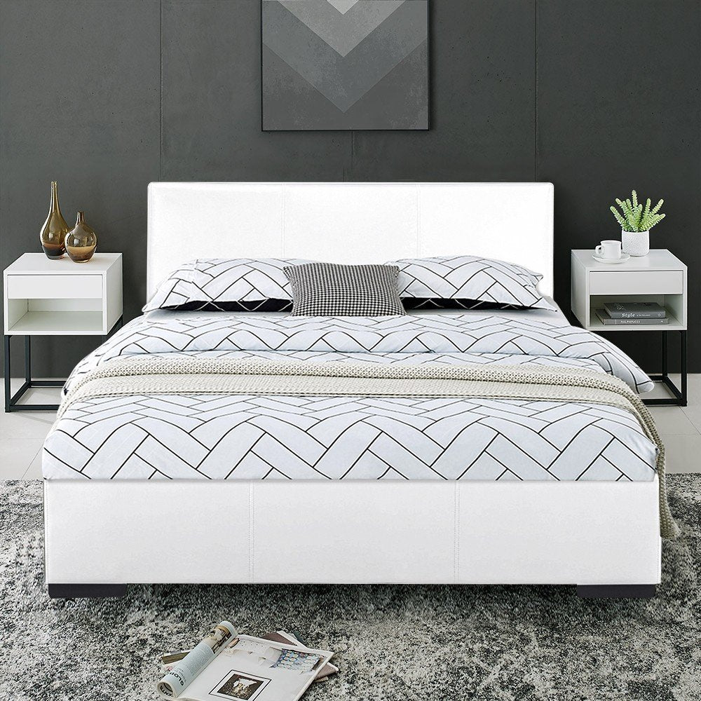 White Faux Leather King Bed Frame