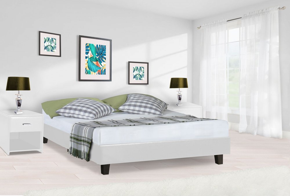 White Faux Leather King Bed Frame