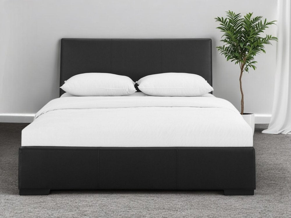 Beige Faux Leather Full Bed Frame
