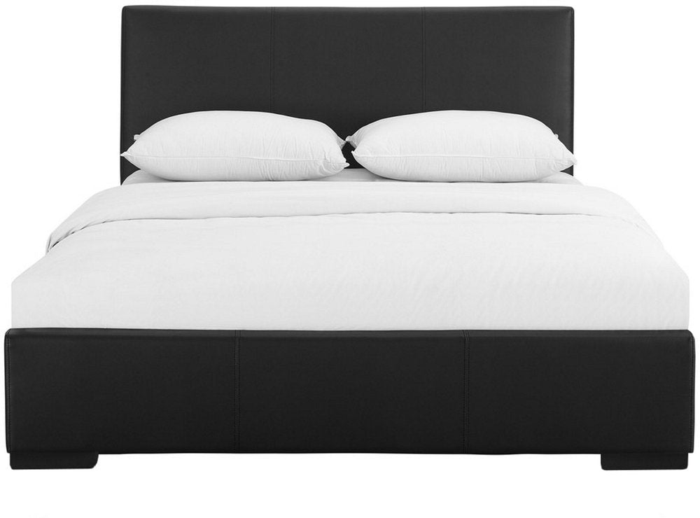 Beige Faux Leather Full Bed Frame