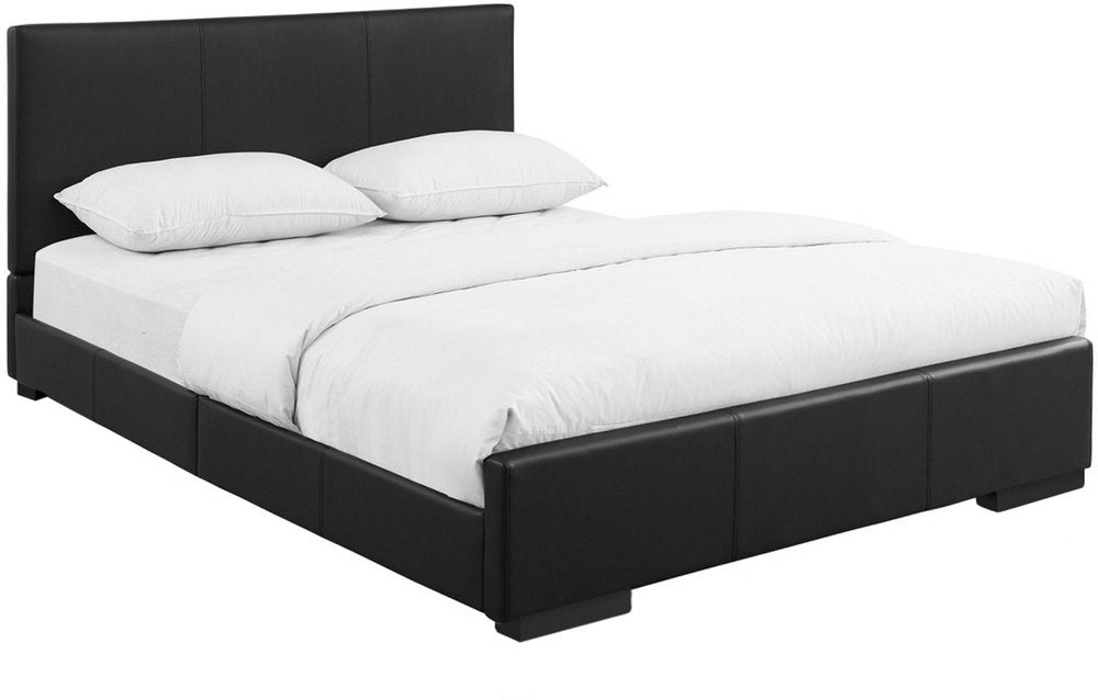 Beige Faux Leather Full Bed Frame