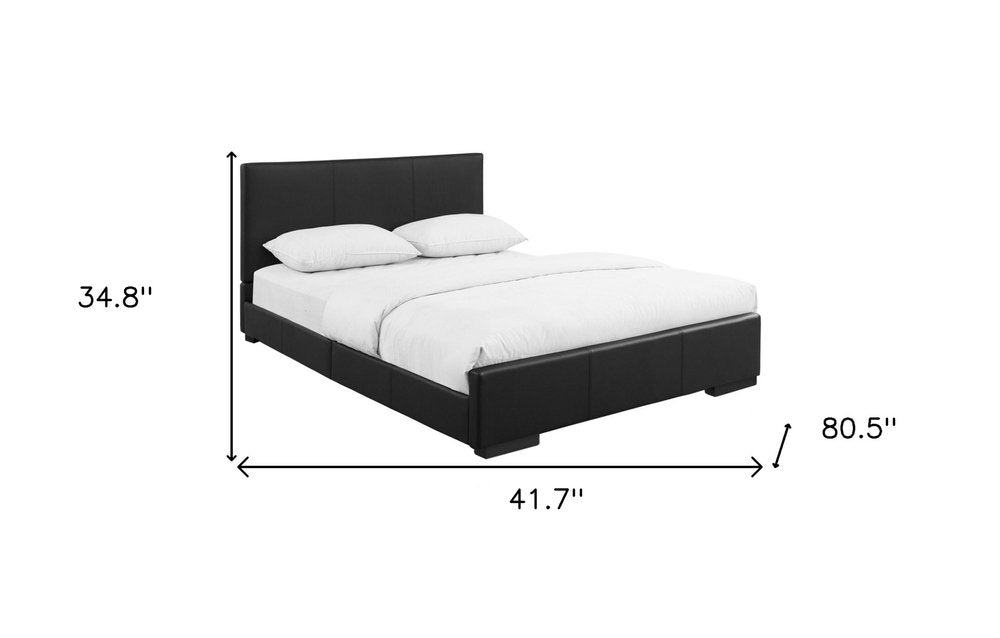 Beige Faux Leather Full Bed Frame