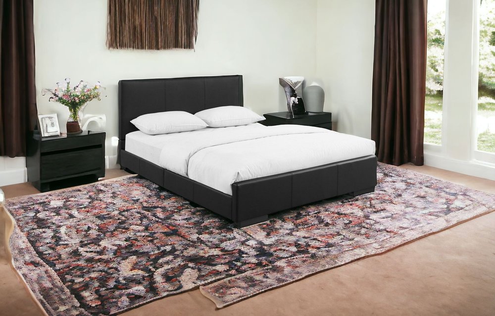 Beige Faux Leather Full Bed Frame