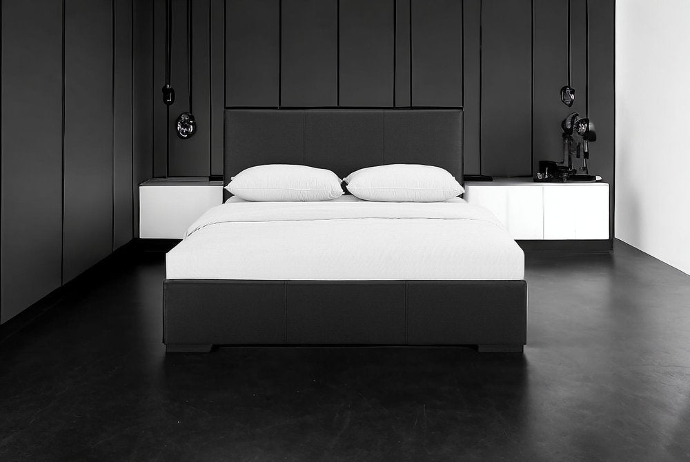 Beige Faux Leather Full Bed Frame