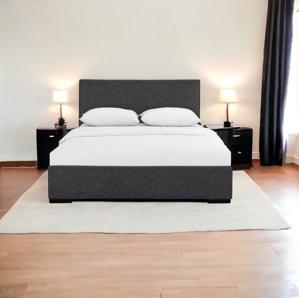 Beige Faux Leather Full Bed Frame