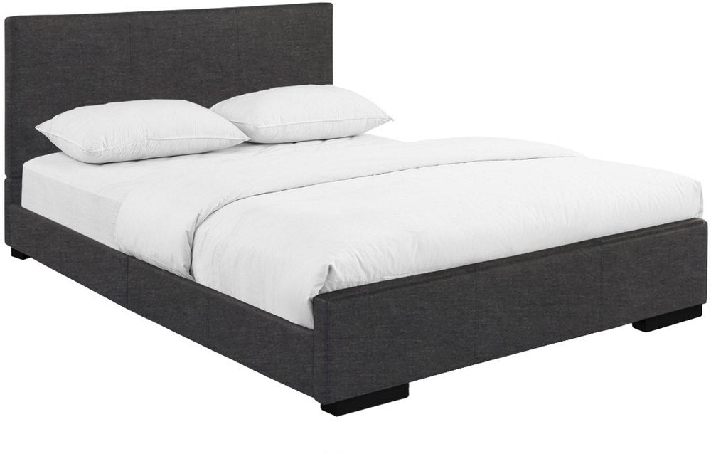 Beige Faux Leather Full Bed Frame