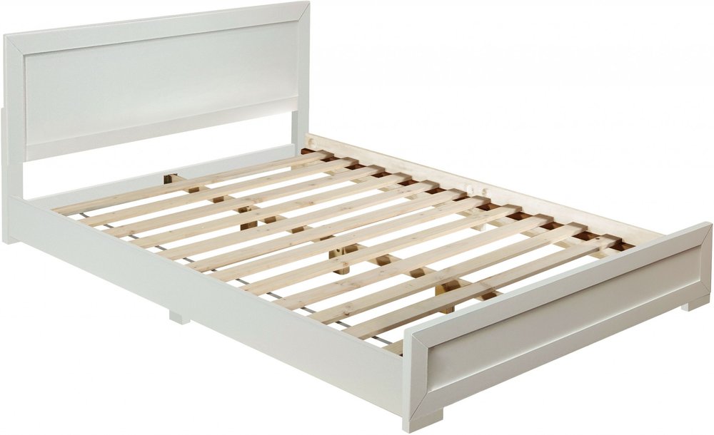 Brown Inlaid Panels Solid Wood Queen Bed Frame